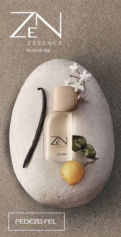 Shiseido Zen Essence parfüm, letisztult üveg természetes elemekkel