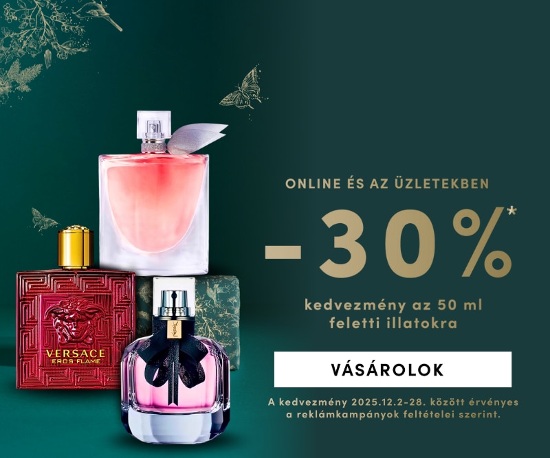 30% kedvezmény parfümökre 50 ml felett – Versace Eros Flame és más luxus illatok online és üzletekben.