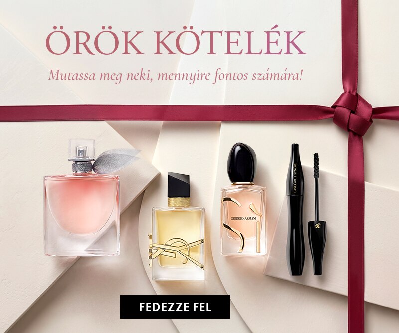 Ajándékszett női parfümökkel és sminktermékekkel, elegáns csomagolásban
