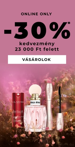 Online exkluzív szépségápolási akció, 30% kedvezmény parfümökre és kozmetikumokra 23 000 Ft felett