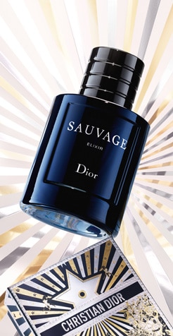 246x476px_Grid_2_Xmas_Sauvage.jpg Dior Sauvage Elixir parfüm elegáns sötétkék üvegben, ünnepi csomagolással és arany csillagos dekorációval – vásárolj online.