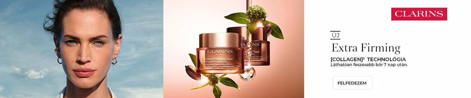 Clarins Extra Firming arckrémek [COLLAGEN]³ technológiával – feszesebb bőr 7 nap alatt.