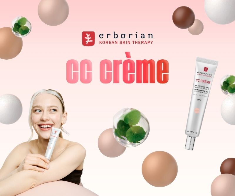 Erborian CC Crème – koreai bőrápoló termék promóciója rózsaszín háttéren, ideális online vásárláshoz.