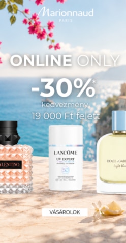 ONLINE ONLY -30% kedvezmény 19 000 Ft felett, parfümök és ápolási termékek mediterrán tengerparti háttérrel