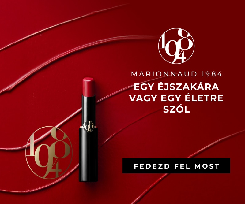 Marionnaud 1984 piros rúzs elegáns vörös háttéren.