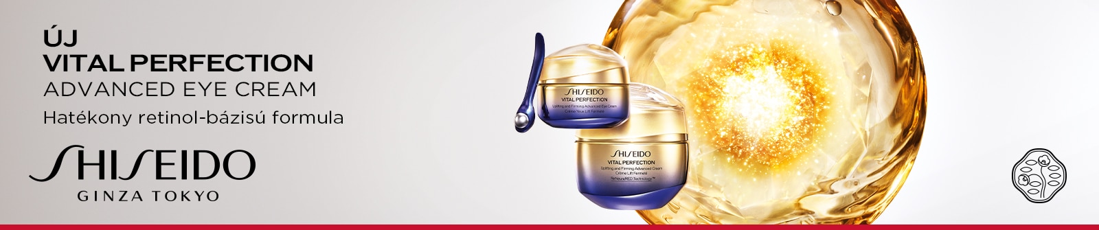 Shiseido Vital Perfection Advanced Eye Cream – retinolos szemkörnyékápoló krém luxus csomagolásban.