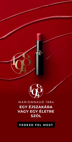 Marionnaud 1984 piros rúzs elegáns vörös háttéren.