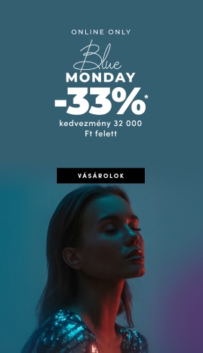 Blue Monday akciós banner: 33% kedvezmény 32 000 Ft feletti online vásárlásokra.