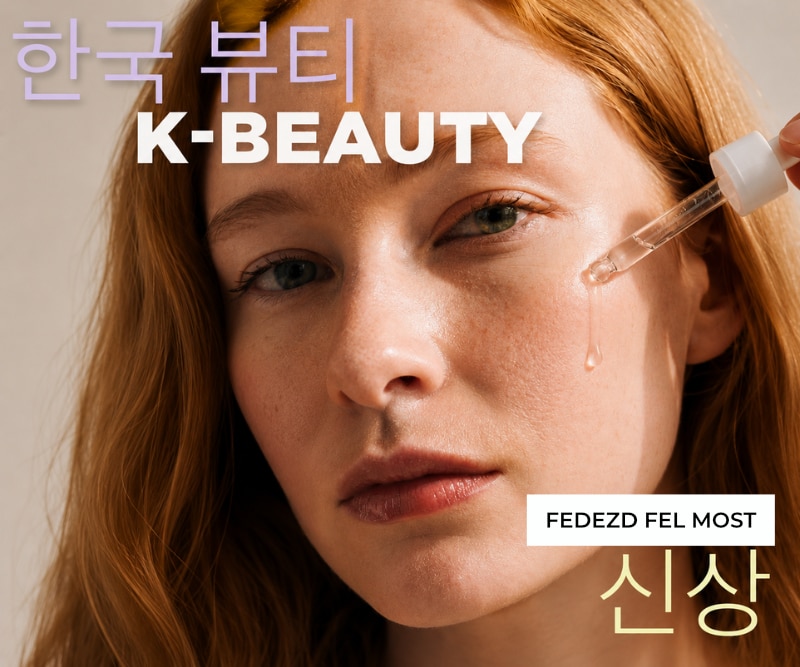 K-BEAUTY koreai bőrápolás, pipettával felvitt arcszérum a bőrön, FEDEZD FEL MOST