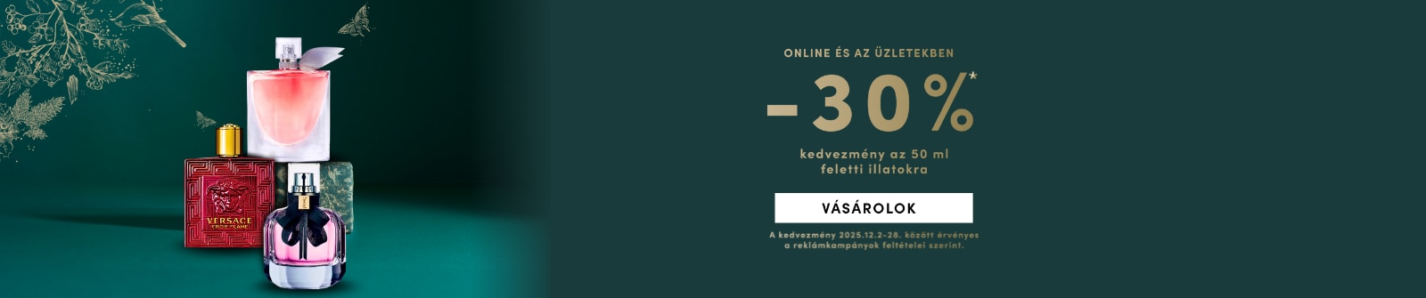 30% kedvezmény parfümökre 50 ml felett – Versace Eros Flame és más luxus illatok online és üzletekben.