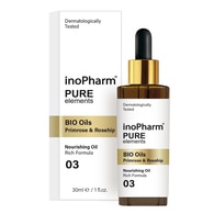 30 ML InoPharm Pure Elements Face and Neck Serum BIO Oils Primrose a Rosehip Arc-és dekoltázs szérum  1 of 2 