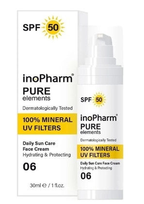 35 GR InoPharm Pure Elements Sun Care Sun Care SPF 50 Fényvédő krém arcra  1 of 1 