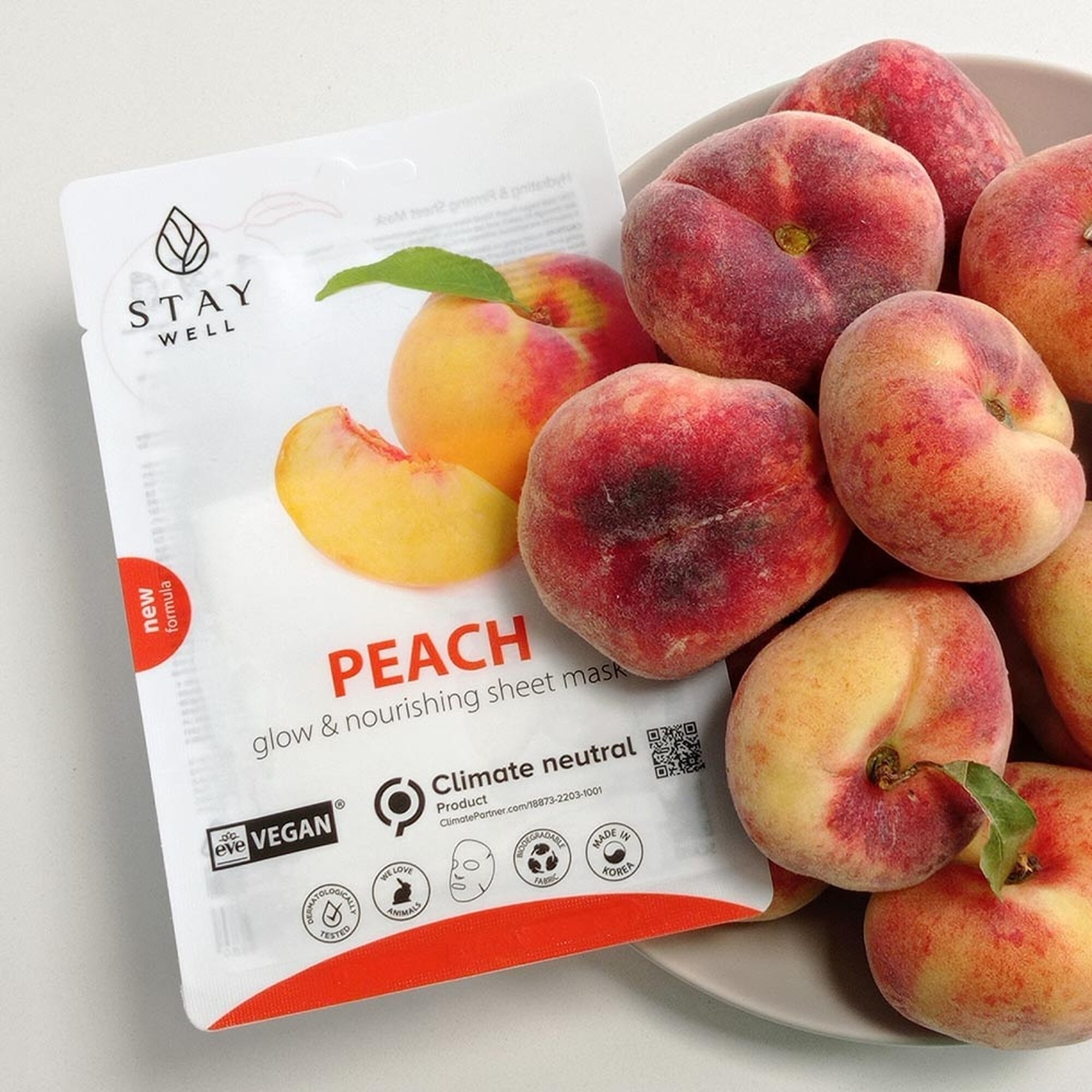 20 G STAY WELL SKIN-CARE Fátyolmaszk Vegan-Peach 2 of 2 Fátyolmaszk Vegan-Peach
