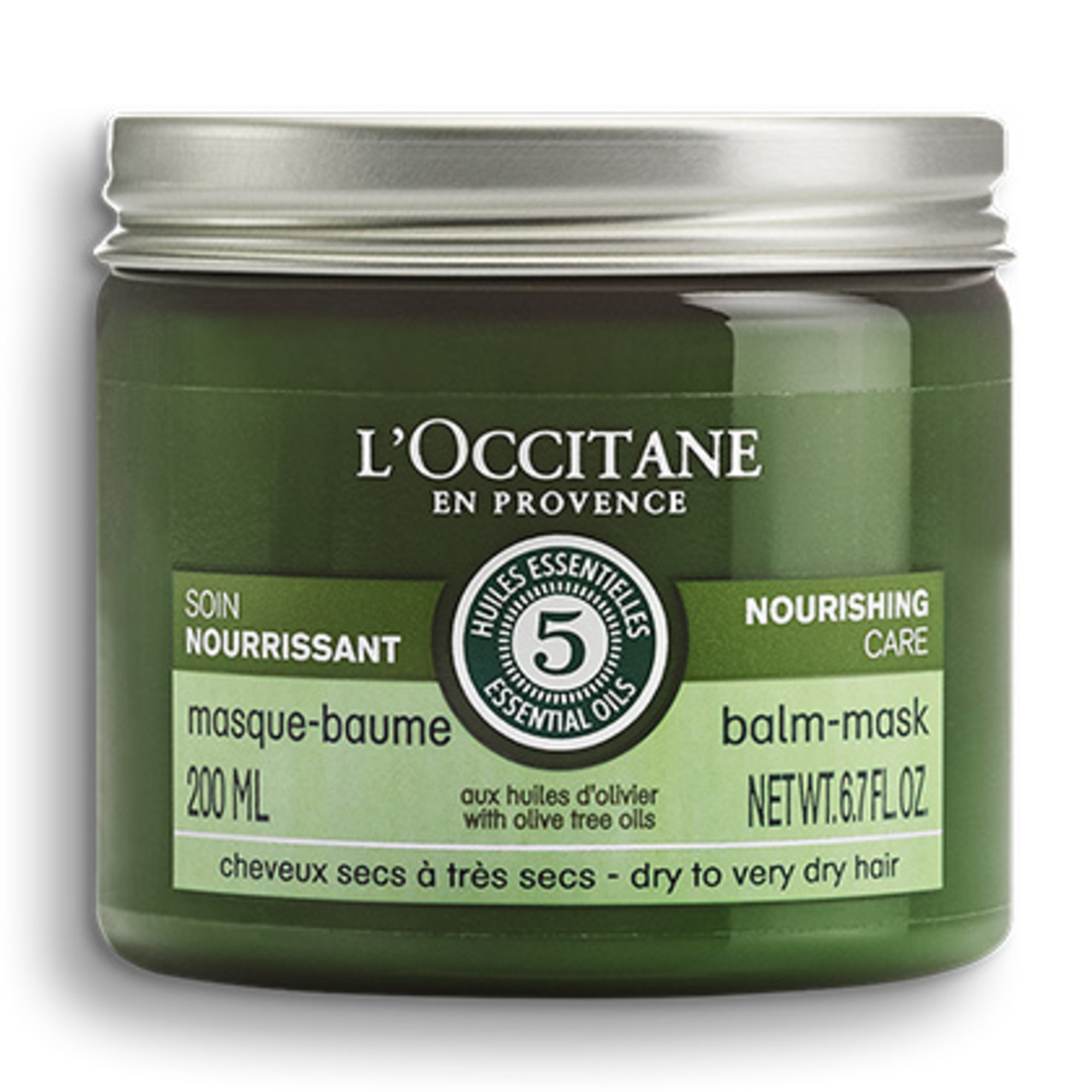 200 ML L'Occitane 5 ESSENTIAL OILS OLIVIER NOURISHING Hajmaszk 1 of 3