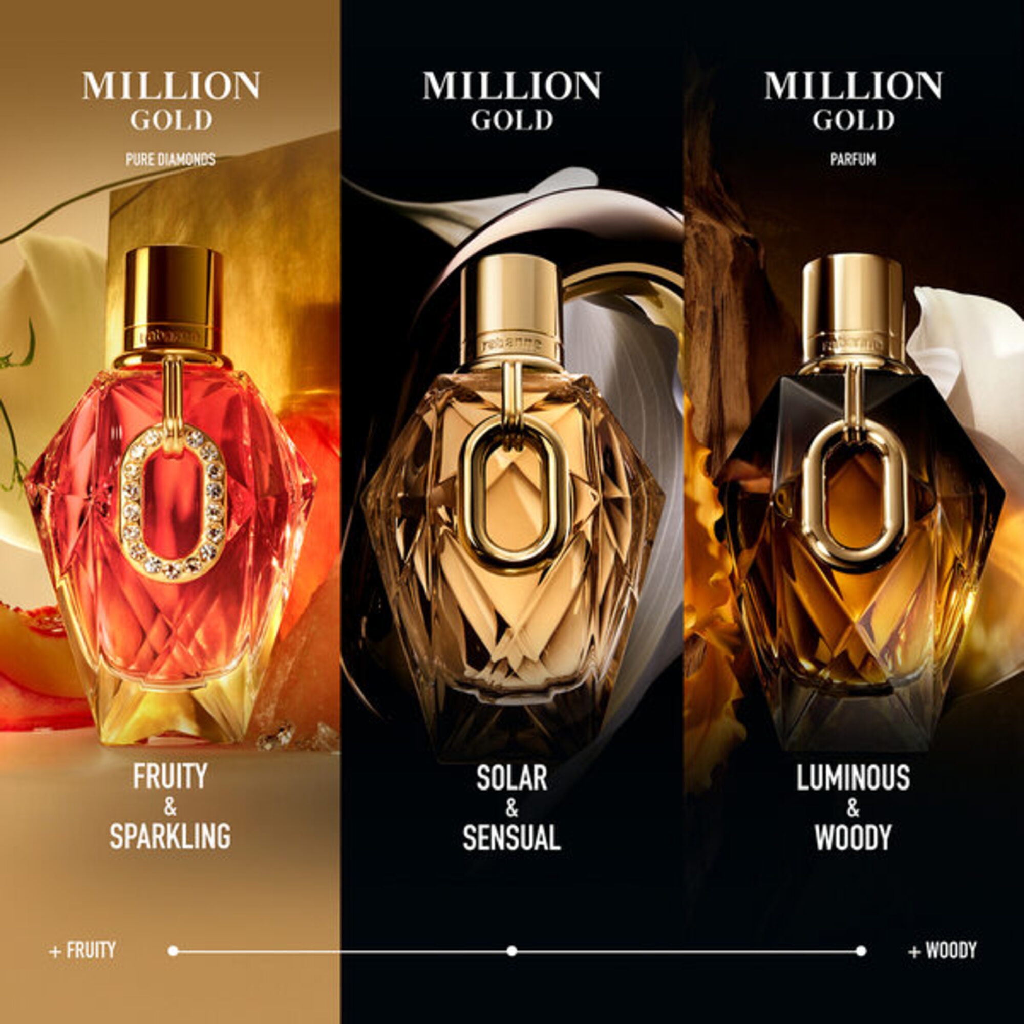 90 ML RABANNE Million Gold For Her Million Gold For Her Pure Diamonds Eau de Parfum  1 of 7 